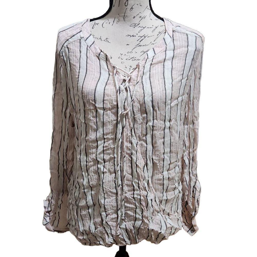 VINTAGE America Blues Tie Front Top